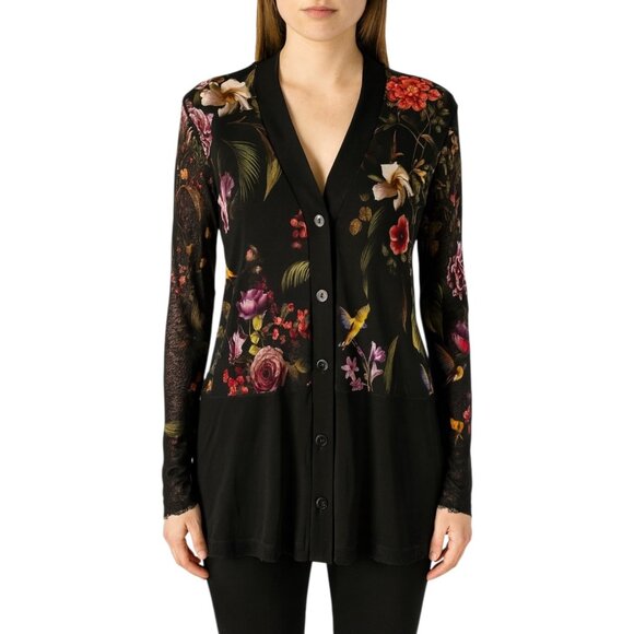 Jean Paul Gaultier Sweaters - Fuzzi Black Floral Mesh Cardigan